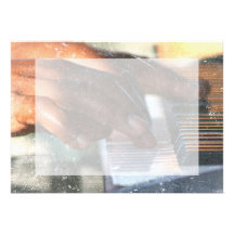dark skin hands playing piano keyboard grunge invitation