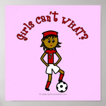 Dark Soccer Girl in Red Print