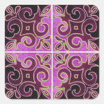 Dark Swirl Design Inspired by Portuguese Azulejos Square Sticker