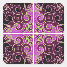 Dark Swirl Design Inspired by Portuguese Azulejos Square Sticker