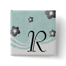 dark teal blue green distressed damask pin