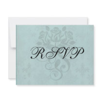 dark teal blue green distressed damask custom announcement