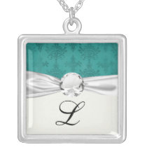 dark teal blue green distressed damask jewelry