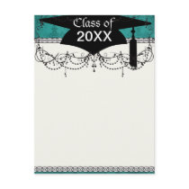dark teal blue green distressed damask post cards