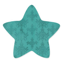 dark teal blue green distressed damask star sticker