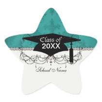 dark teal blue green distressed damask sticker
