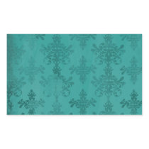dark teal blue green distressed damask rectangle sticker