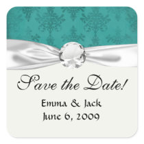 dark teal blue green distressed damask square stickers