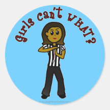 Dark Woman Referee Round Sticker