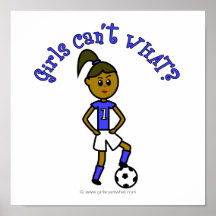 Dark Womens Soccer in Blue Uniform Posters