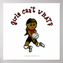 Dark Womens Volleyball in Red Uniform Print