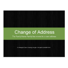 Dark Wood & Green Change of Address Postcard