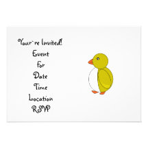 Dark yellow penguin personalised invitations