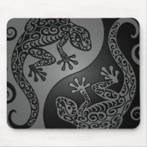 Dark Yin Yang Geckos Mousepad