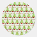 Darling Christmas Trees With Garland Round Sticker