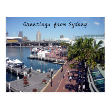 darling harbour sydney postcard