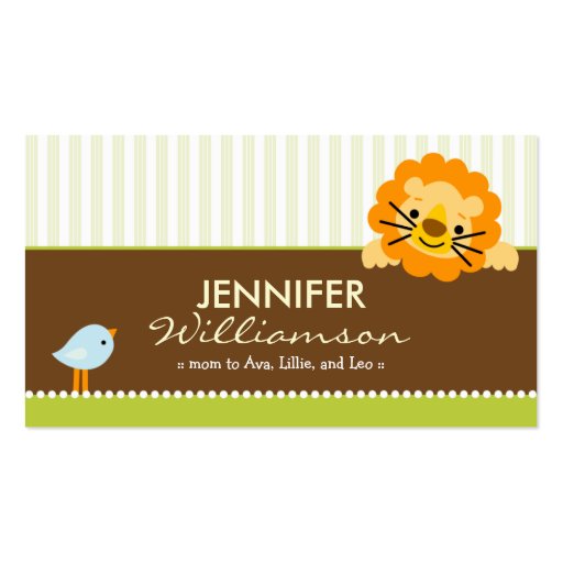 Darling Lime Lion & Birdie Mummy Calling Card Business Card Templates
