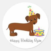 DaschundBDay Round Stickers