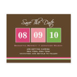 Date Blocks - Fuchsia Green postcards