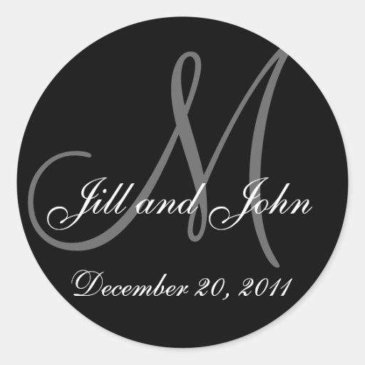 Date, Bride Groom Names Monogram Wedding Sticker