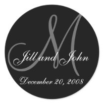 Date, First Names and Initial Monogram Sticker