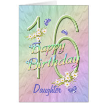 Daughter 16th Birthday Butterfly Garden Card