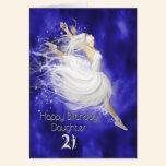 Daughter age 21, leaping ballerina birthday card cards