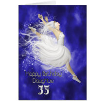 Daughter age 35, leaping ballerina birthday card