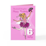Daughter ballerina birthday pink purple age card