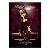 Daughter Birthday Card - Moonies Rag Doll Goth - G