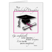 Daughter Graduation Pink Black Greeting Card