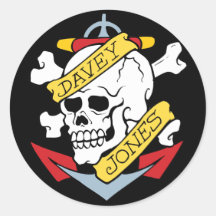 Davey Jones Tattoo Round Sticker