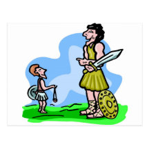 David and Goliath Christian artwork Post Card