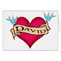 David - Custom Heart Tattoo T-shirts & Gifts cards