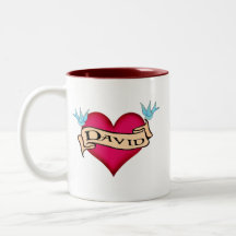 David - Custom Heart Tattoo T-shirts & Gifts Mugs