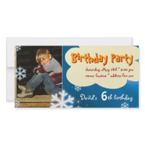 David's Winter Birthday Party Photo Invitation Photo Cards