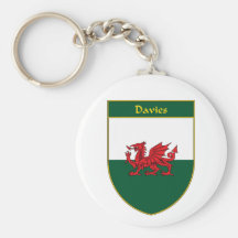 Davies Welsh Flag Shield Keychain