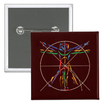 DaVinci Anatomy Man in Chakra Colours Buttons