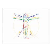 DaVinci Anatomy Man in Chakra Colours Post Card