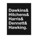 Dawkins&Hitchens&Harris&Dennett&Hawking - Science postcards