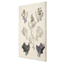 Day bonnets, fashion plate from Ackermann's Reposi Gallery Wrapped Canvas