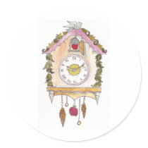 Day Fifty two - Cuckoo Clock Round Stickers
