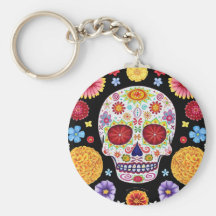 Day of the Dead Keychain Sugar Skull Art
