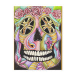 Day Of The Dead Skull 'n Roses Postcard