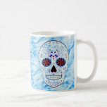 Day of the Dead Sugar Skull - Baby Blue Fractal Mugs