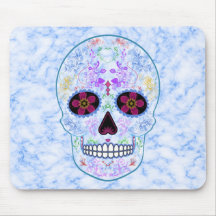 Day of the Dead Sugar Skull - Baby Blue & Multi Mousepad