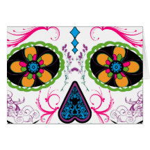 Day of the Dead Sugar Skull - Bright Multi Color Cards