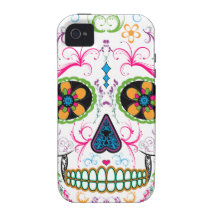 Day of the Dead Sugar Skull - Bright Multi Color Vibe iPhone 4 Covers