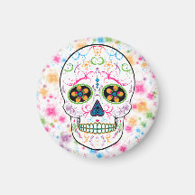 Day of the Dead Sugar Skull - Bright Multi Color Magnets