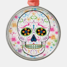 Day of the Dead Sugar Skull - Bright Multi Color Christmas Ornaments